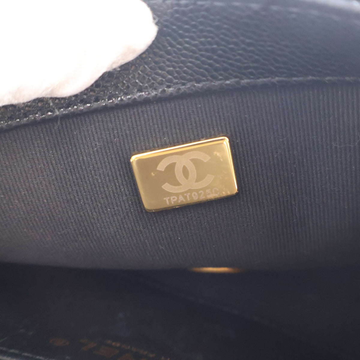 Pre-Owned Chanel Flap Bag Mini Caviar Leather Classic Single, gold embossed logo detail