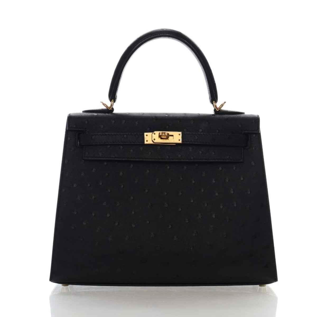 Hermes Noir Ostrich Sellier Kelly 25, photo 1 of 18