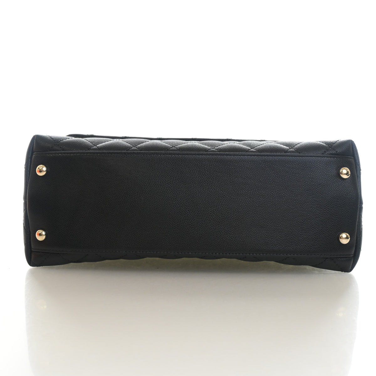 Pre-Owned Chanel Coco Handle Medium Caviar Leather Bag, base and feet view, photo 10 of 17