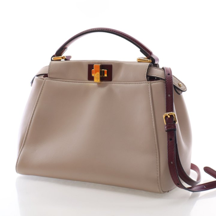 Pre-Owned Fendi Peekaboo Small Nappa Leather Bag, three-quarter view
