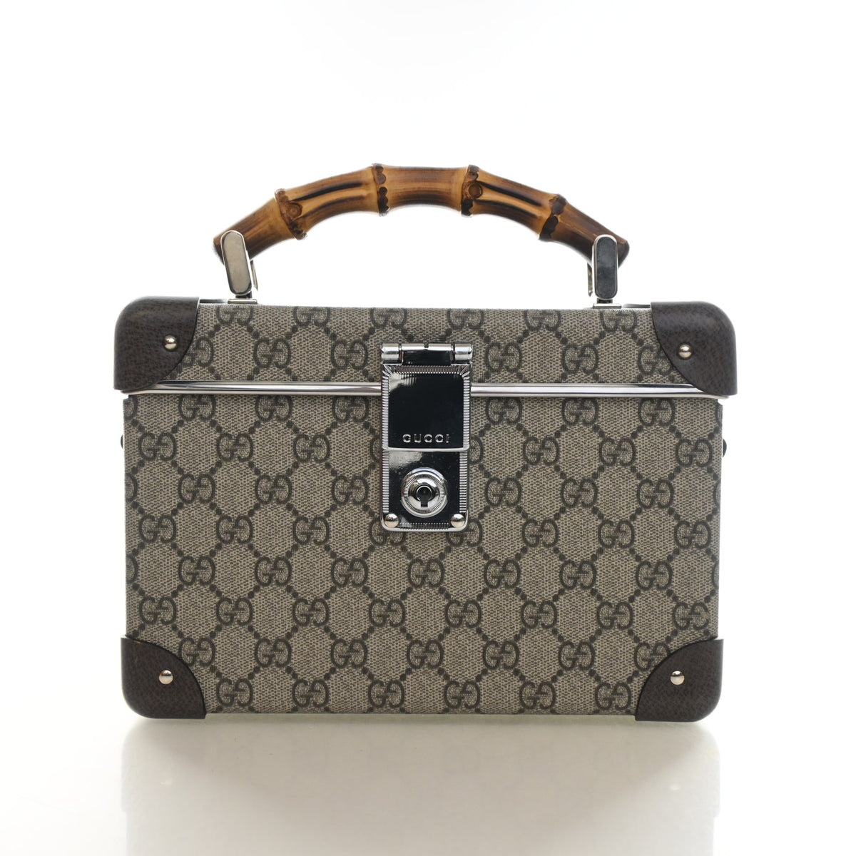 Gucci GG Supreme Globe Trotter Bamboo Handle Trunk Clutch, photo 1 of 14