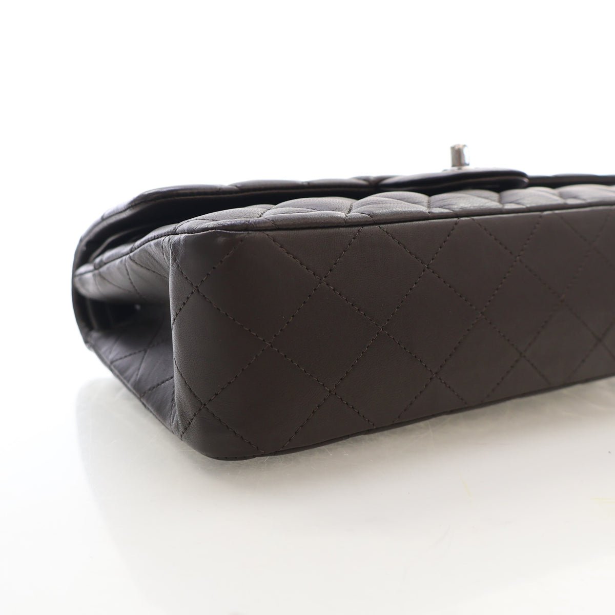 Pre-Owned Chanel Classic Double Flap Medium Lambskin Bag, side profile, photo 6 of 18