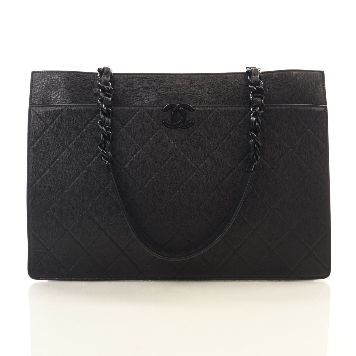 Pre-Owned Chanel Shopping Tote Large Caviar Leather My Everything, front view, authenticated at Luxe Du Jour