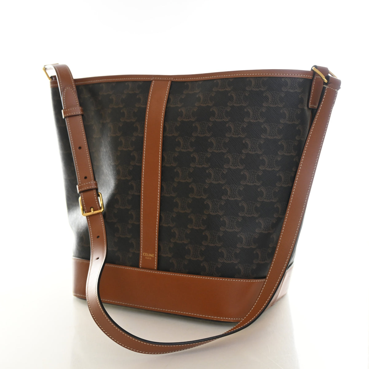 Pre-Owned Celine Bucket Bag Medium Triomphe Canvas, side profile