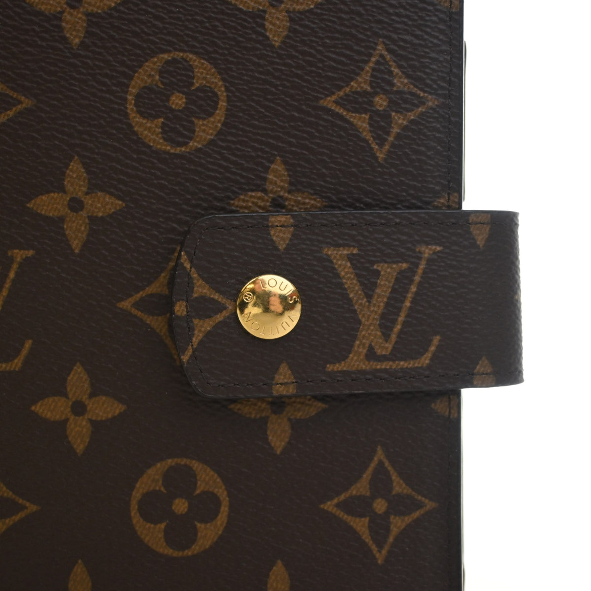 Pre-Owned Louis Vuitton Ring Large Monogram Agenda, gold hardware close-up