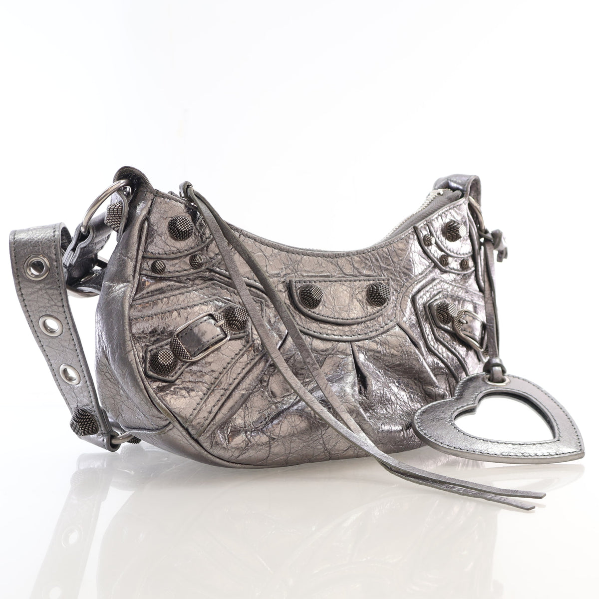 Pre-Owned Balenciaga XS Arena Lambskin Le Cagole, three-quarter view, authenticated at Luxe Du Jour