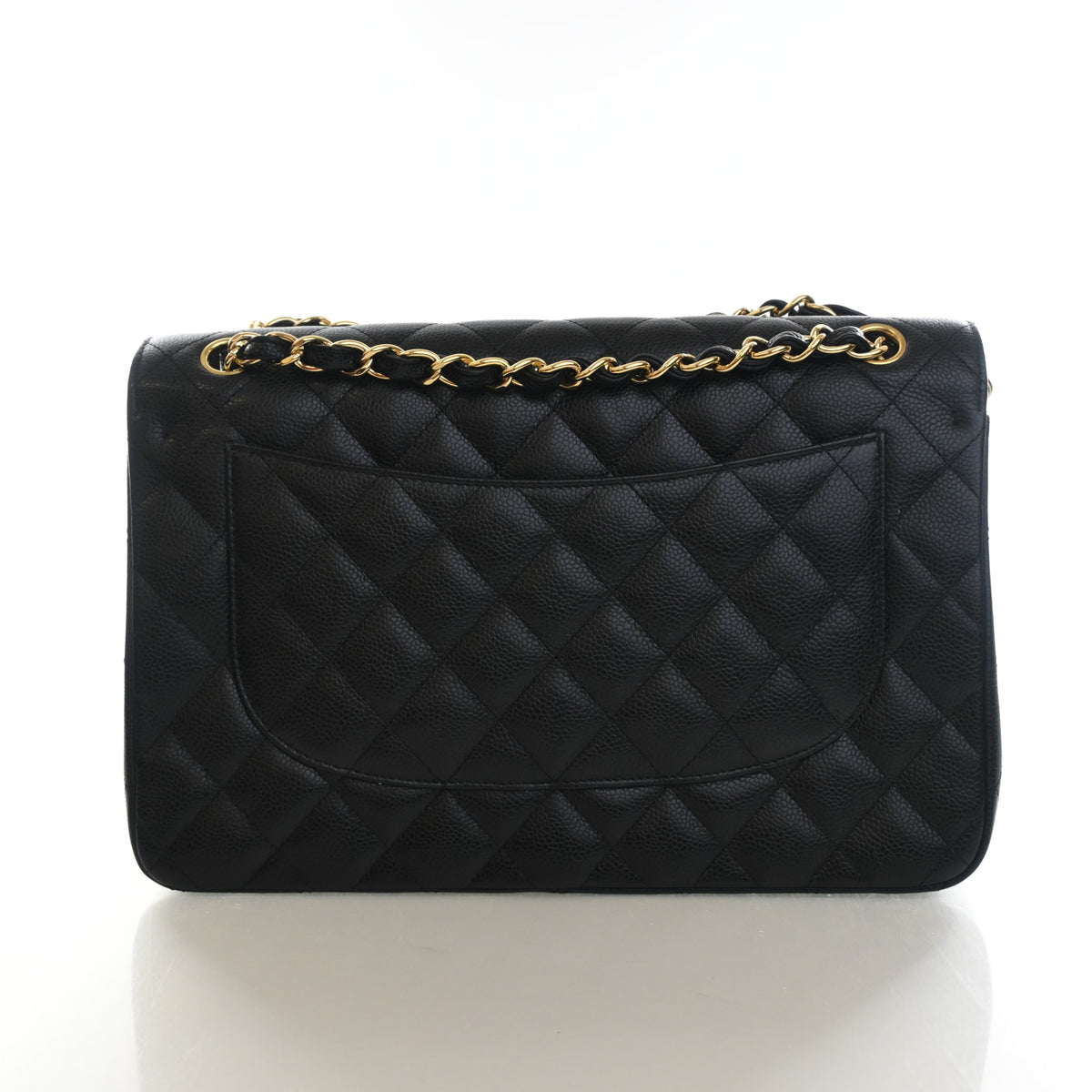 Pre-Owned Chanel Classic Double Flap Jumbo Caviar Leather Bag, front view, photo 11 of 14