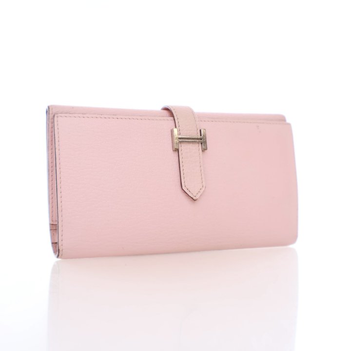 Hermes Rose Sakura Chevre Bearn Wallet