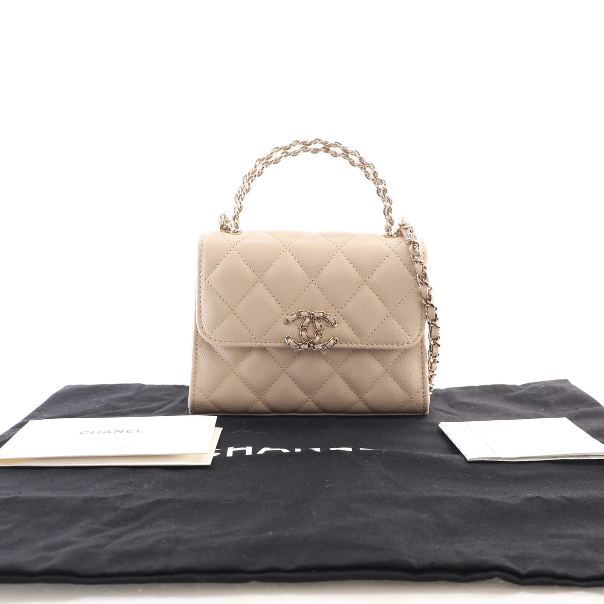 Pre-Owned Chanel Coco Handle Nano Caviar Leather Bag, front view, photo 14 of 14