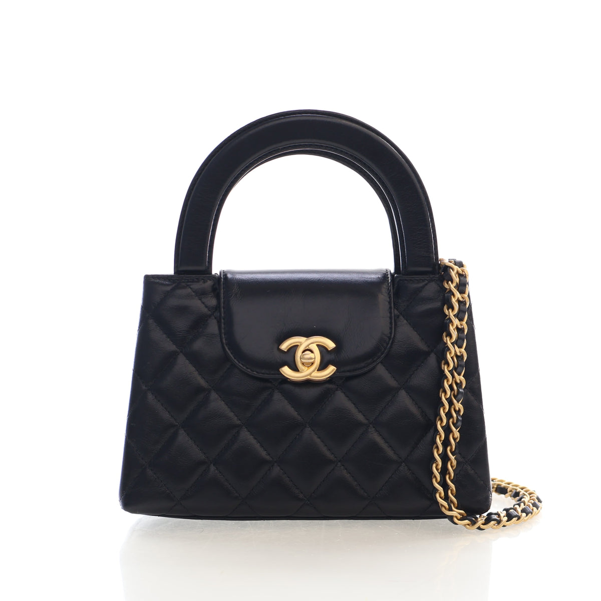 Pre-Owned Chanel Kelly Nano Aged Calfskin Shopper, front view, authenticated at Luxe Du Jour