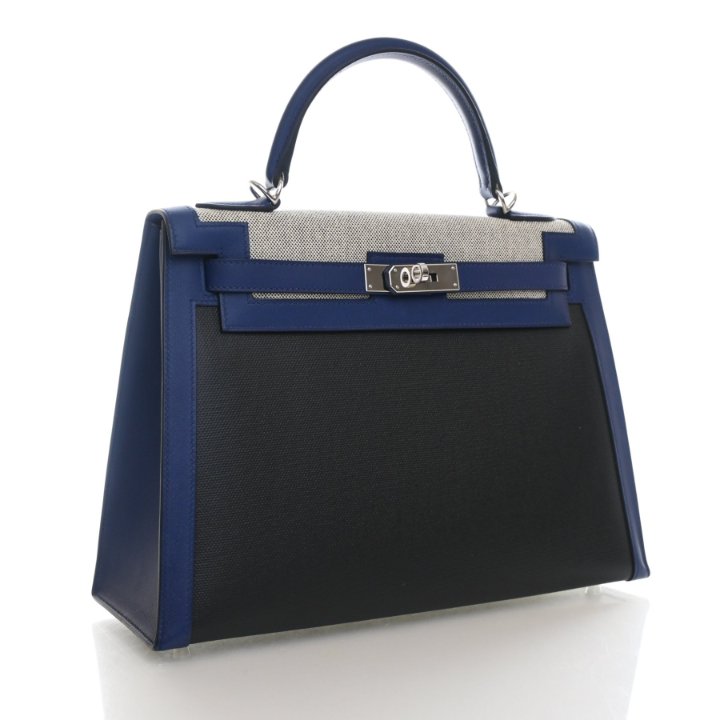 Hermes Bleu Saphir Toile H Sellier Kelly 32
