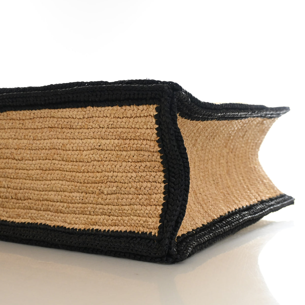 Pre-Owned Saint Laurent Tote Large Raffia Rive Gauche, base and feet view, photo 8 of 13