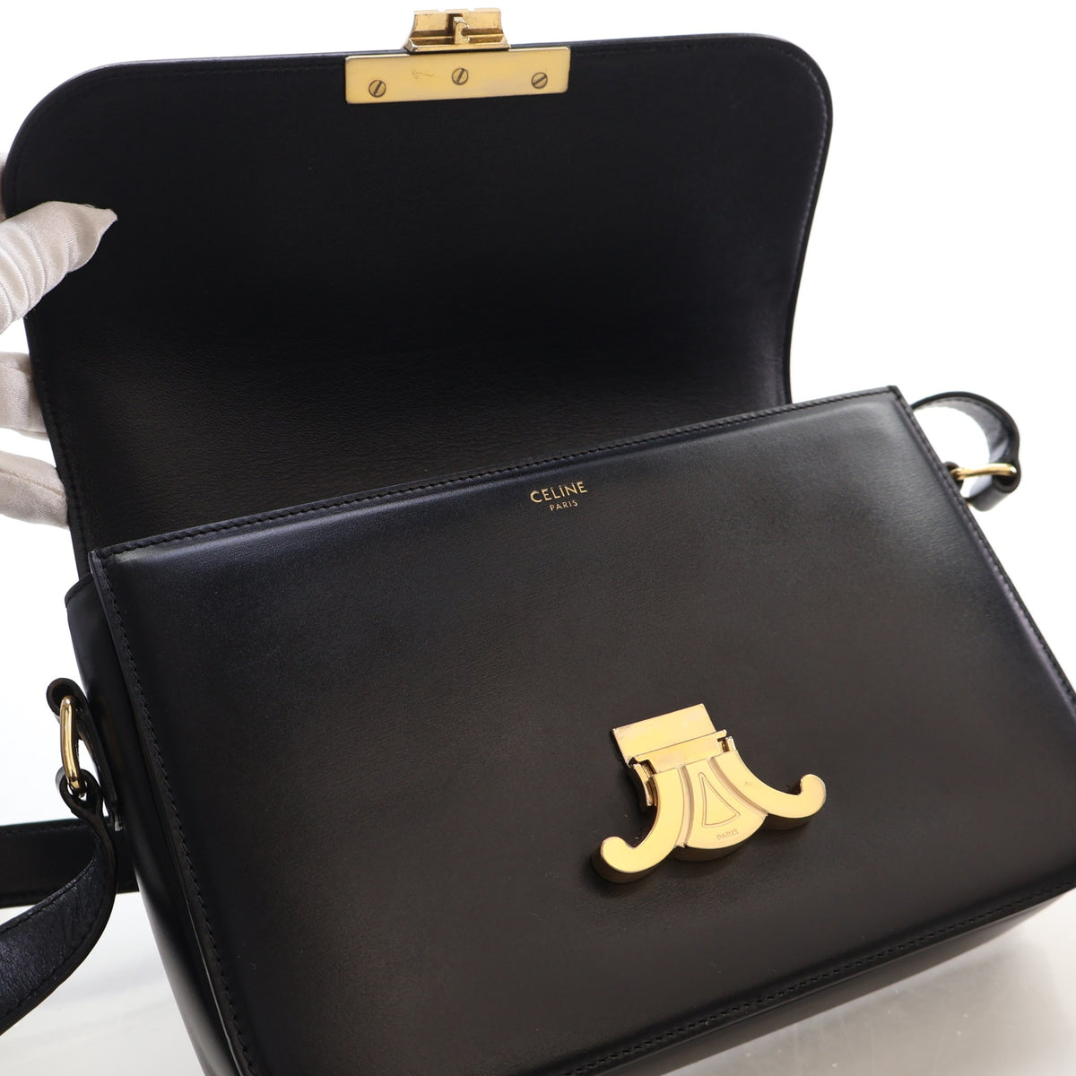Celine Classique Calfskin Triomphe Flap Bag, photo 14 of 18