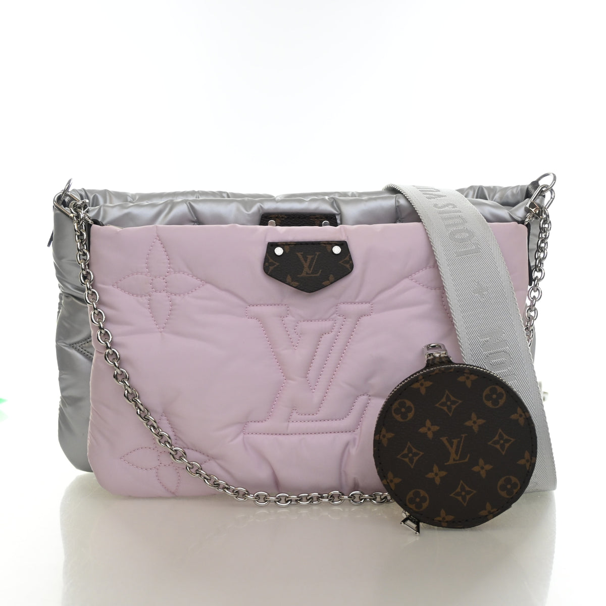 Pre-Owned Louis Vuitton Pochette Maxi Monogram Econyl Pillow Multi, front view, authenticated at Luxe Du Jour