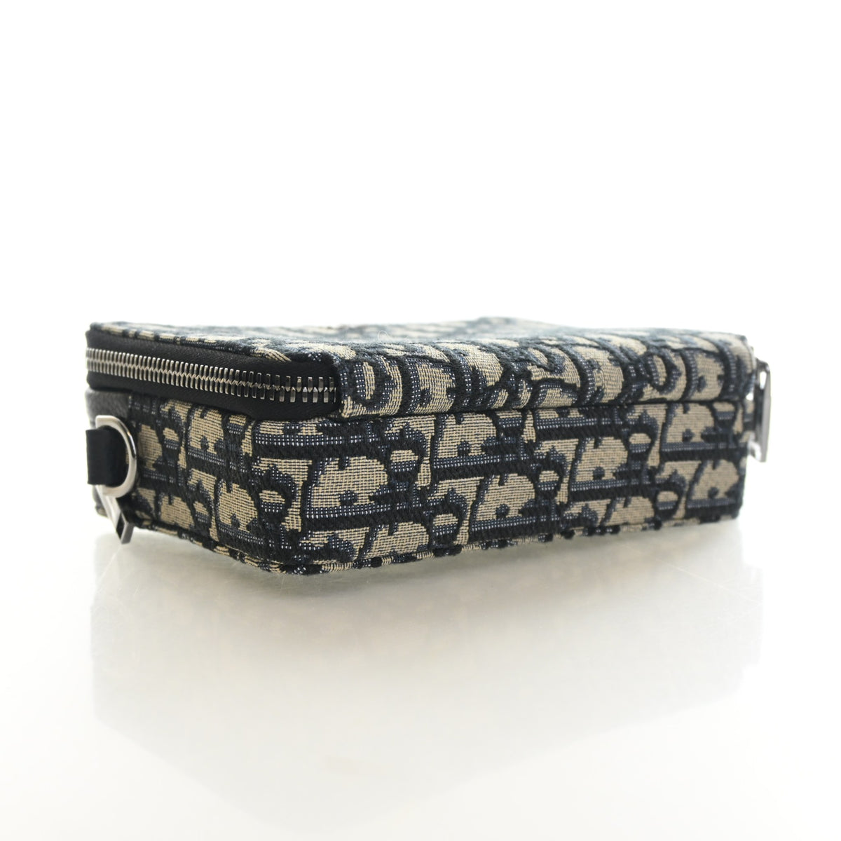Pre-Owned Christian Dior Oblique Zipped Pouch With Strap, side profile