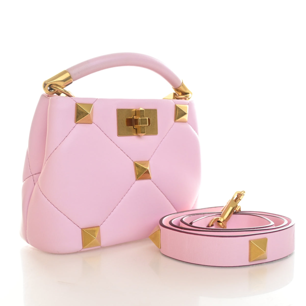 Valentino Mini Lambskin Roman Stud The Handle Bag, photo 3 of 18