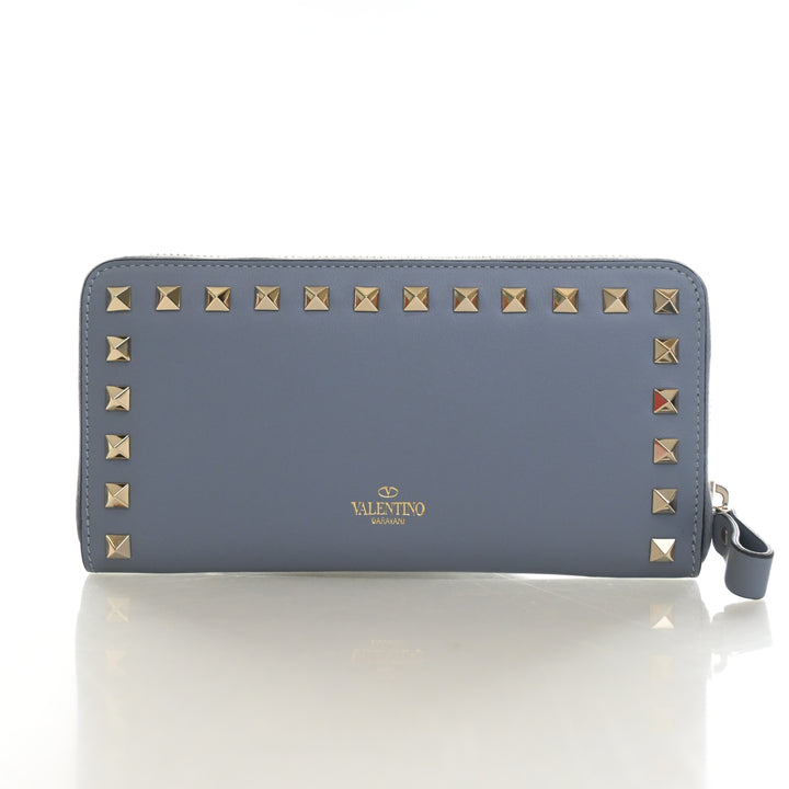 Valentino Calfskin Rockstud Zippy Wallet