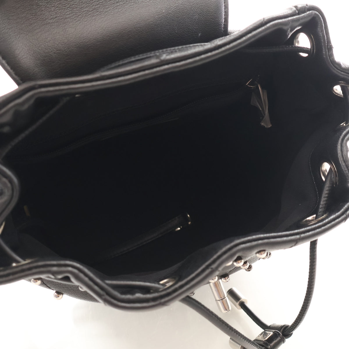 Pre-Owned Chanel Backpack Lambskin Stud Wars, open interior