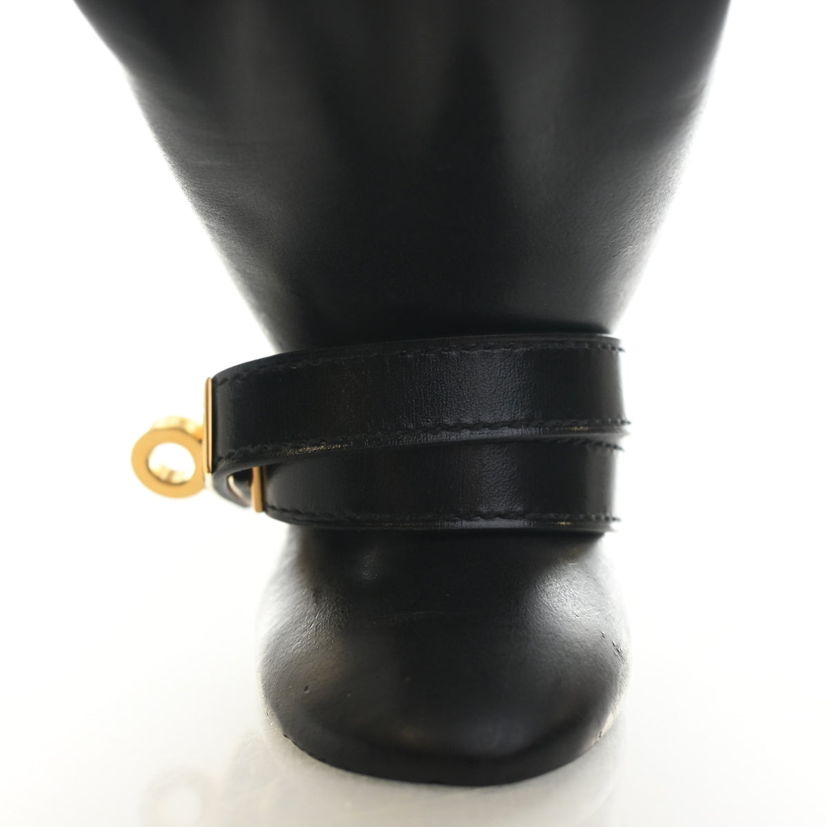 Pre-Owned Hermès Kelly Noir Swift Leather Double Tour Bracelet, side profile