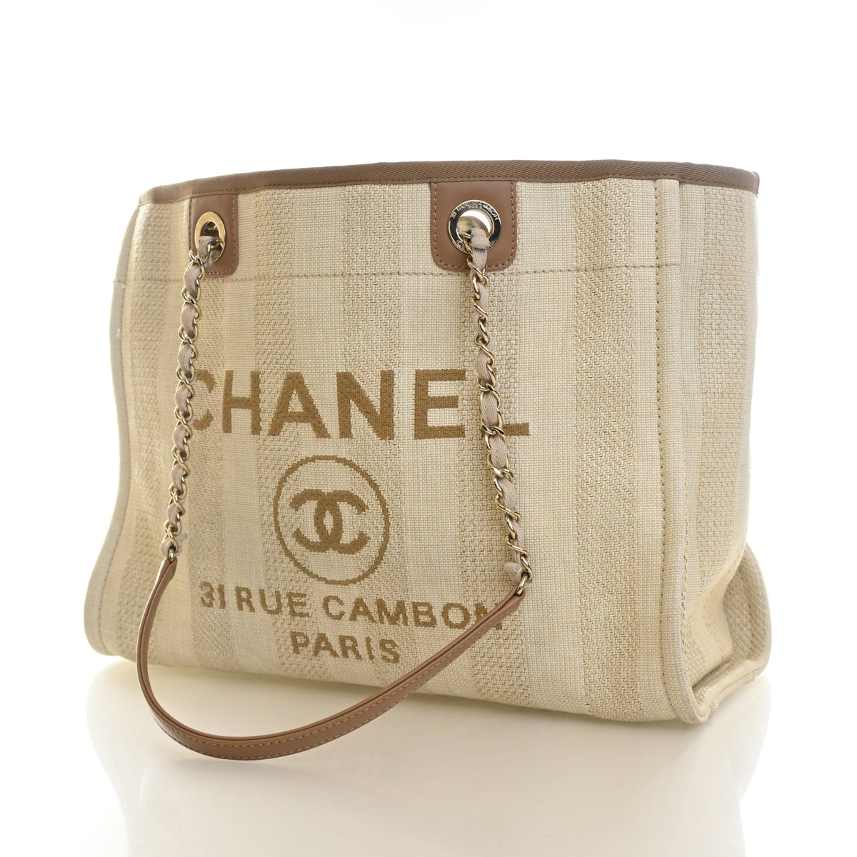 Pre-Owned Chanel Tote Small Mixed Fibers Deauville, front view, photo 3 of 15