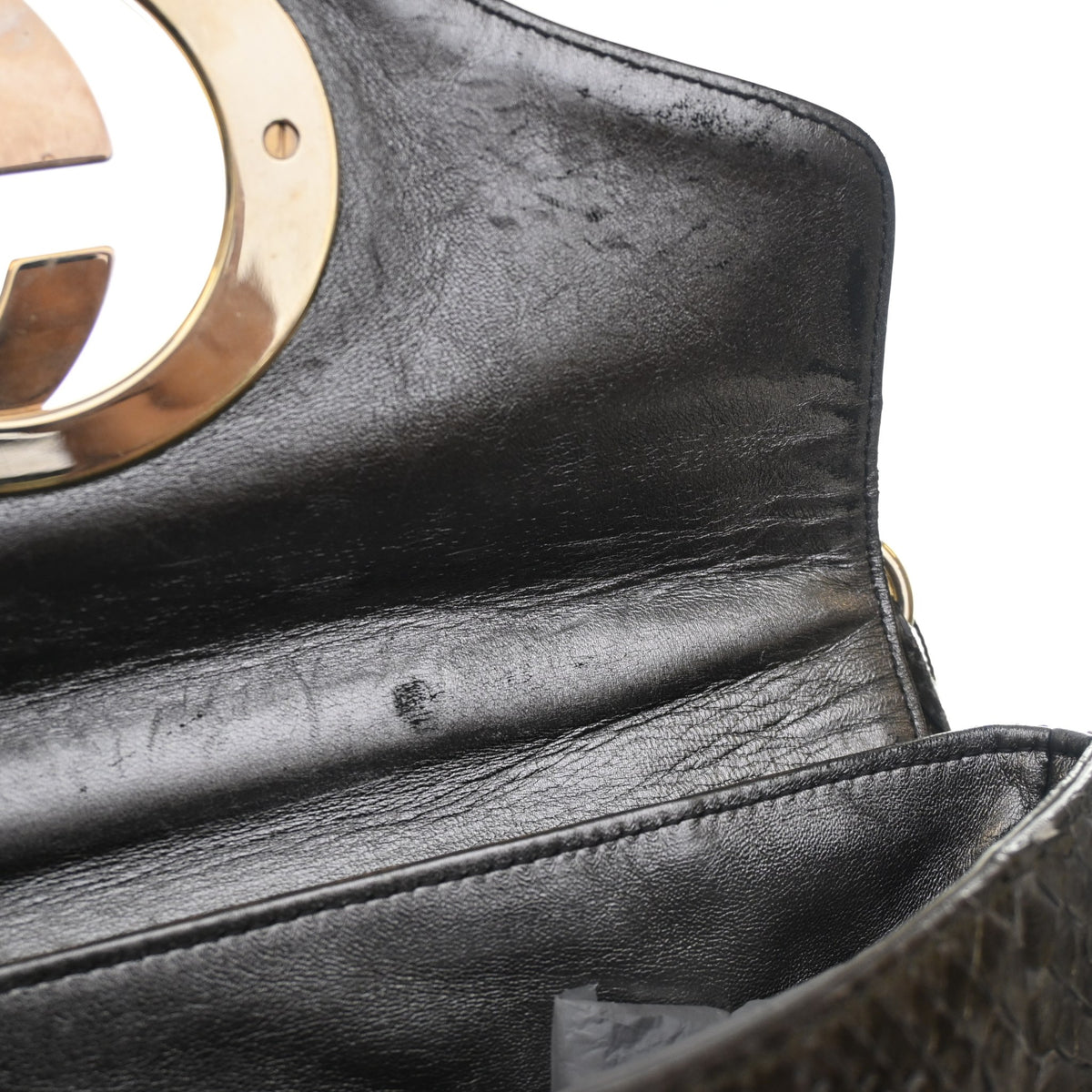 Pre-Owned Gucci Python Britt Messenger Bag, open interior