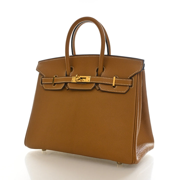 Hermes Vintage Naturel Sabel Chevre De Coromandel Birkin 25