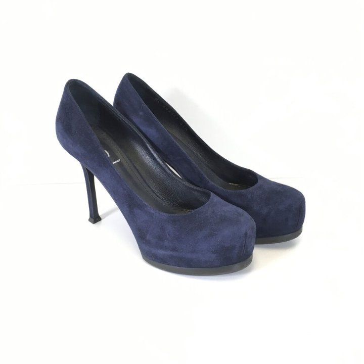 Saint Laurent Suede Tribtoo Heels Sz 37.5