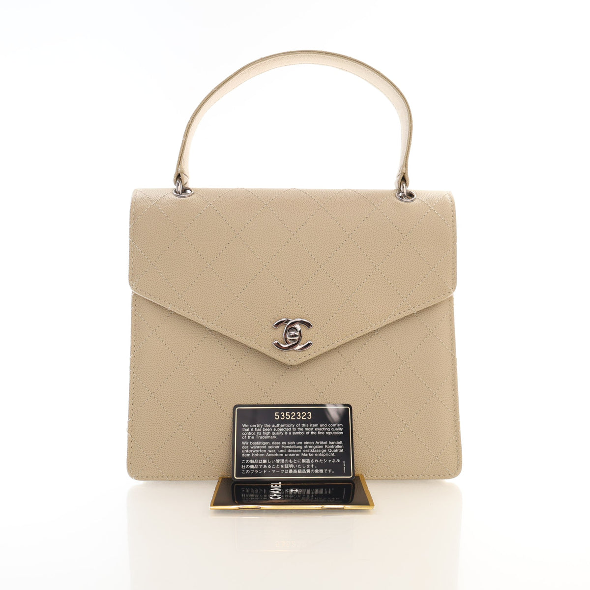 Vintage Chanel Top Handle Caviar Leather Kelly, open front view