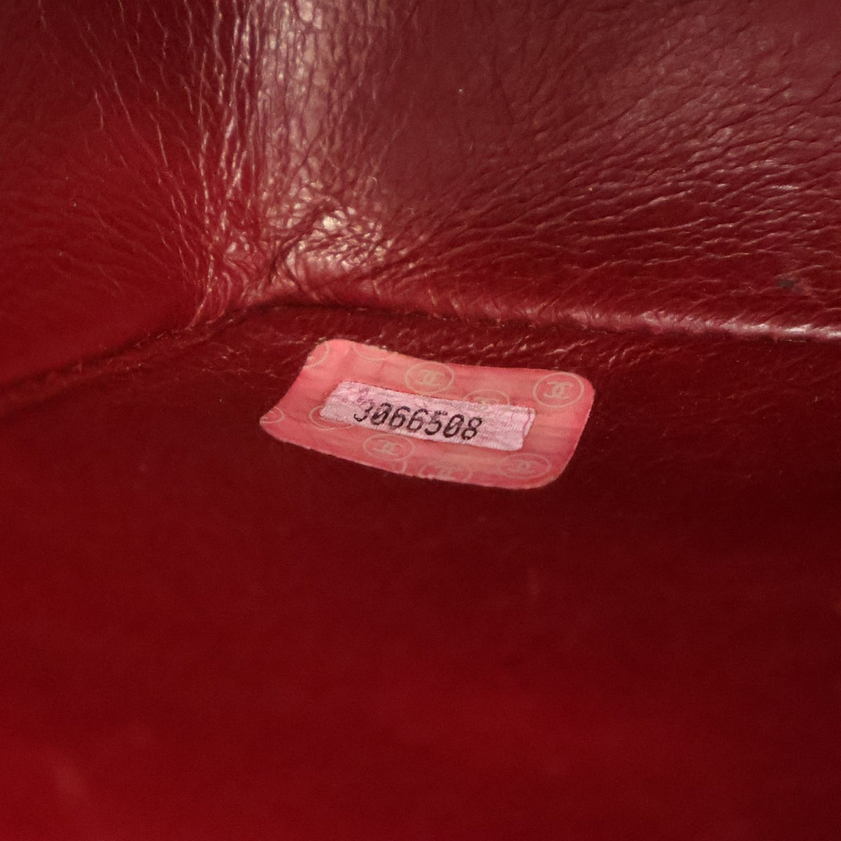 Vintage Chanel Flap Bag Medium Lambskin Diana, interior label and date code
