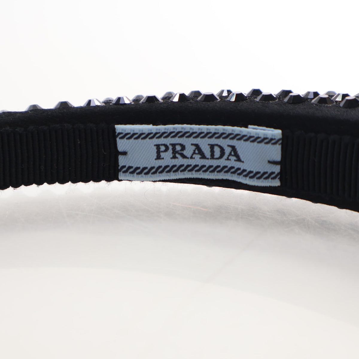 Pre-Owned Prada Crystal Embellished Satin Headband, logo detail