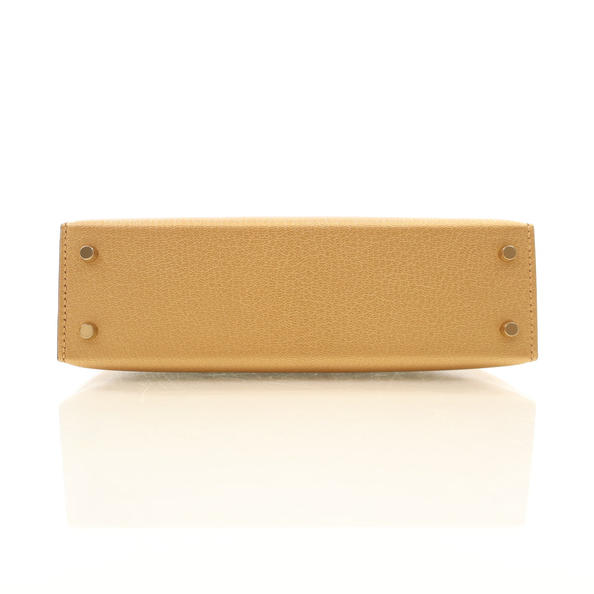 Pre-Owned Hermès Kelly Mini Dore Metallic Chevre Leather Chamkilight 20, base and feet view, photo 9 of 15