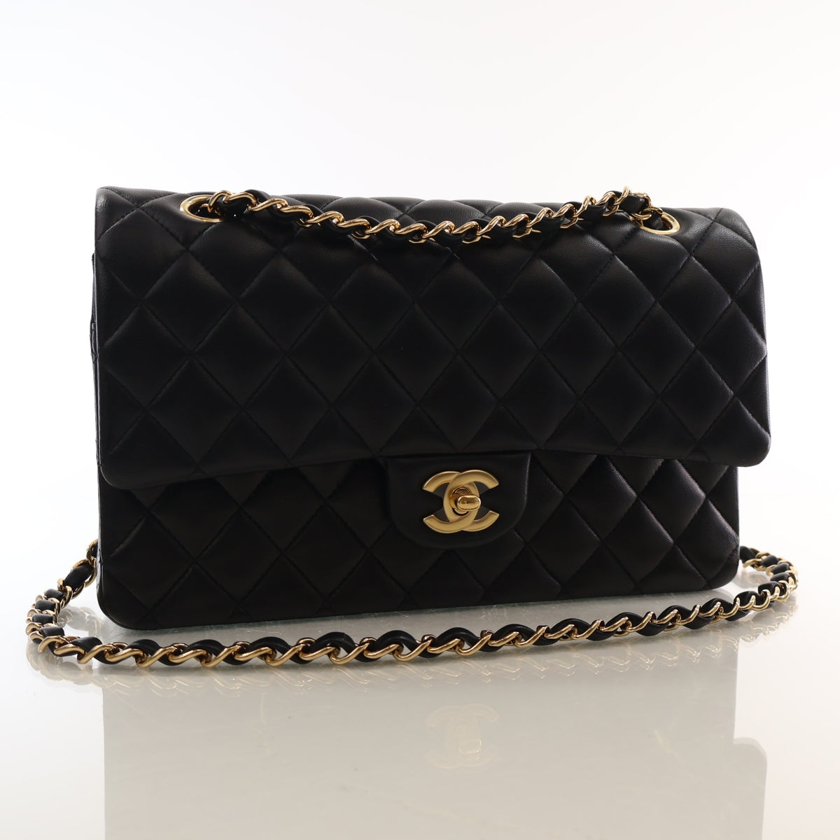 Pre-Owned Chanel Classic Double Flap Medium Lambskin Bag, front view, photo 2 of 16