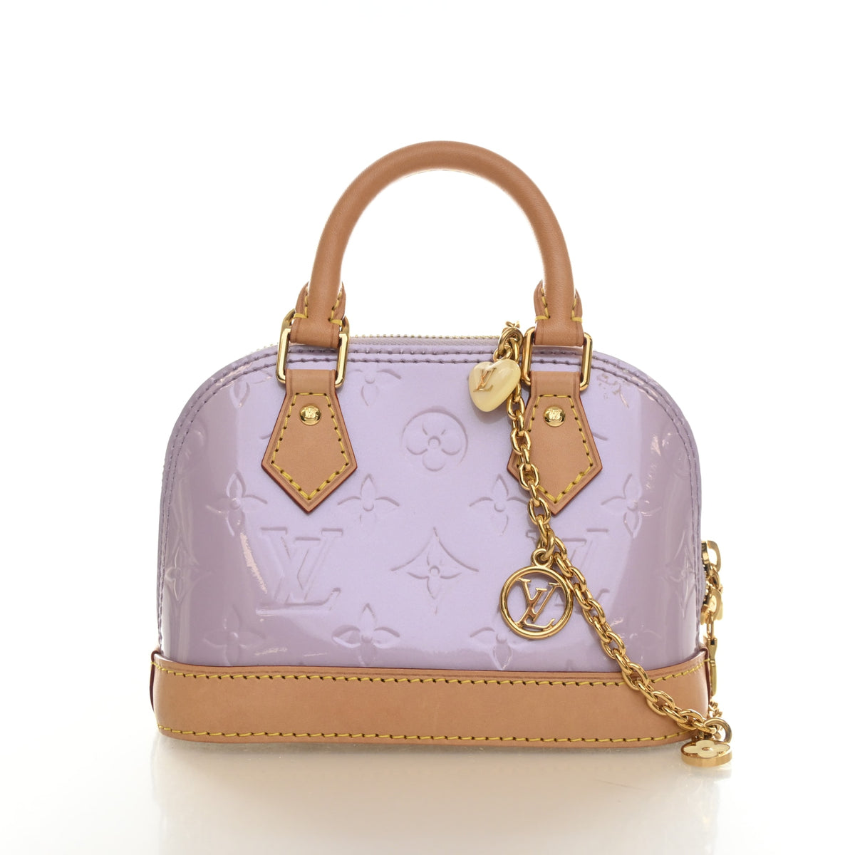 Pre-Owned Louis Vuitton Alma Nano Monogram Vernis, front view, authenticated at Luxe Du Jour