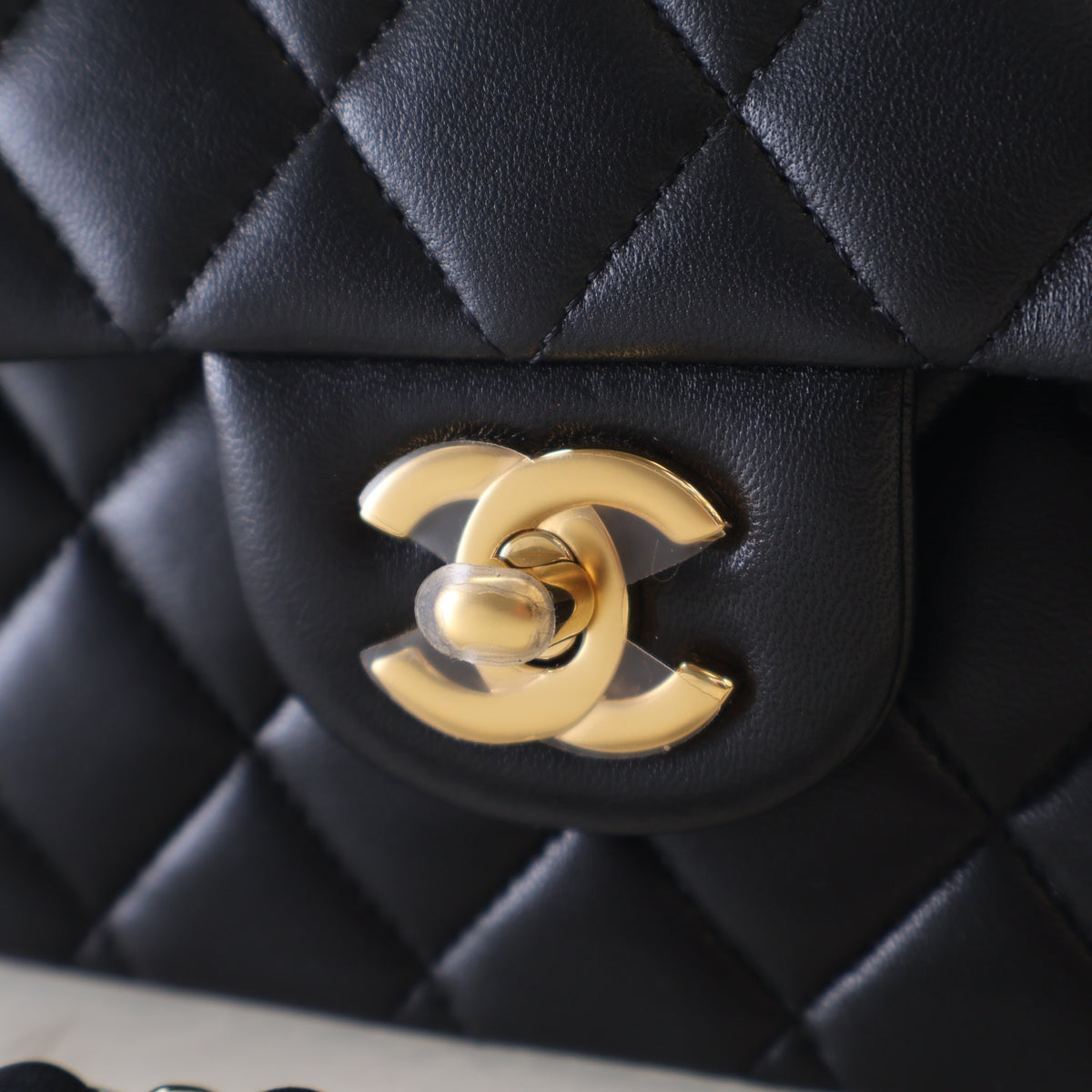 Pre-Owned Chanel Classic Double Flap Medium Lambskin Bag, gold embossed logo detail, photo 4 of 20