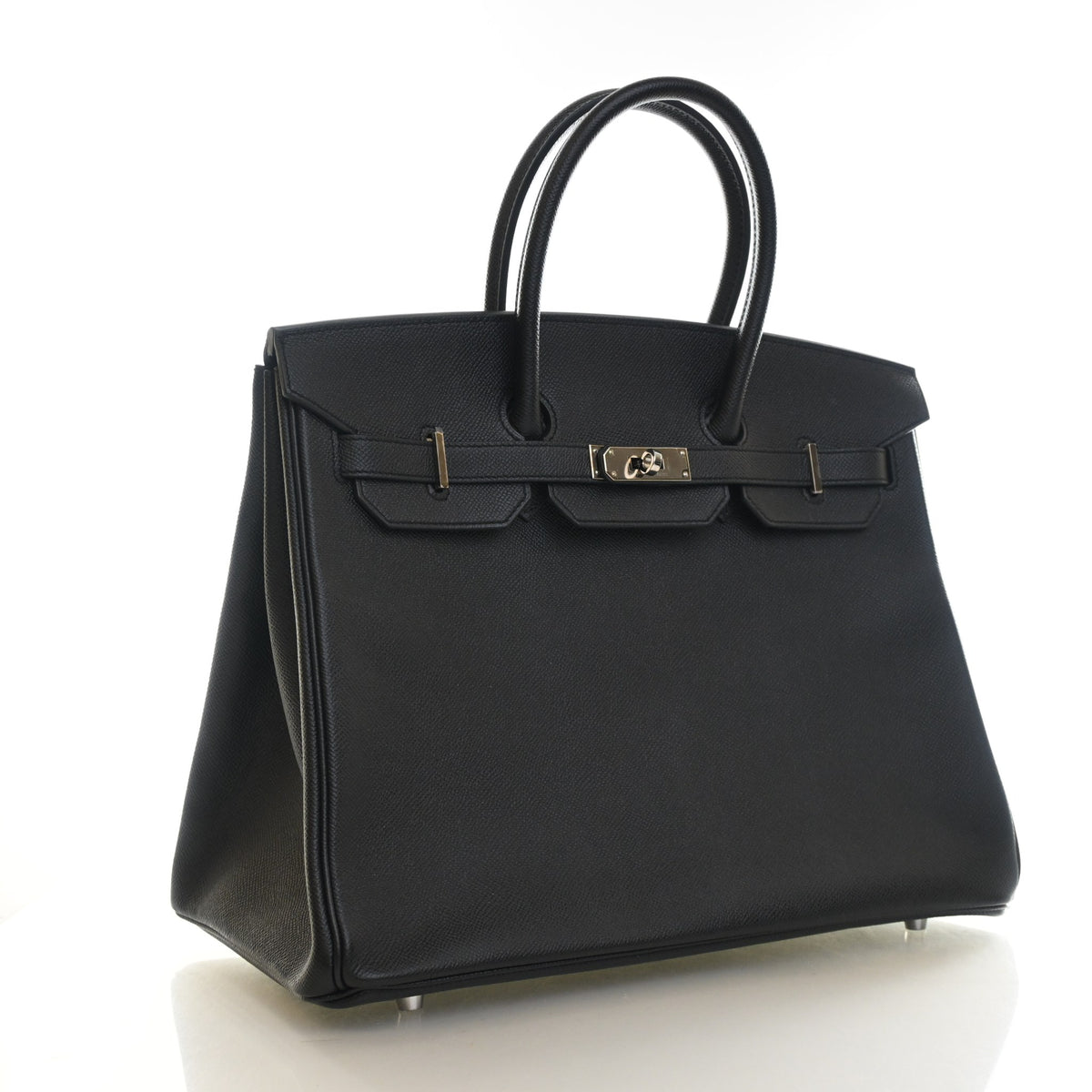 Pre-Owned Hermès Birkin 35 Noir Epsom Leather, three-quarter view