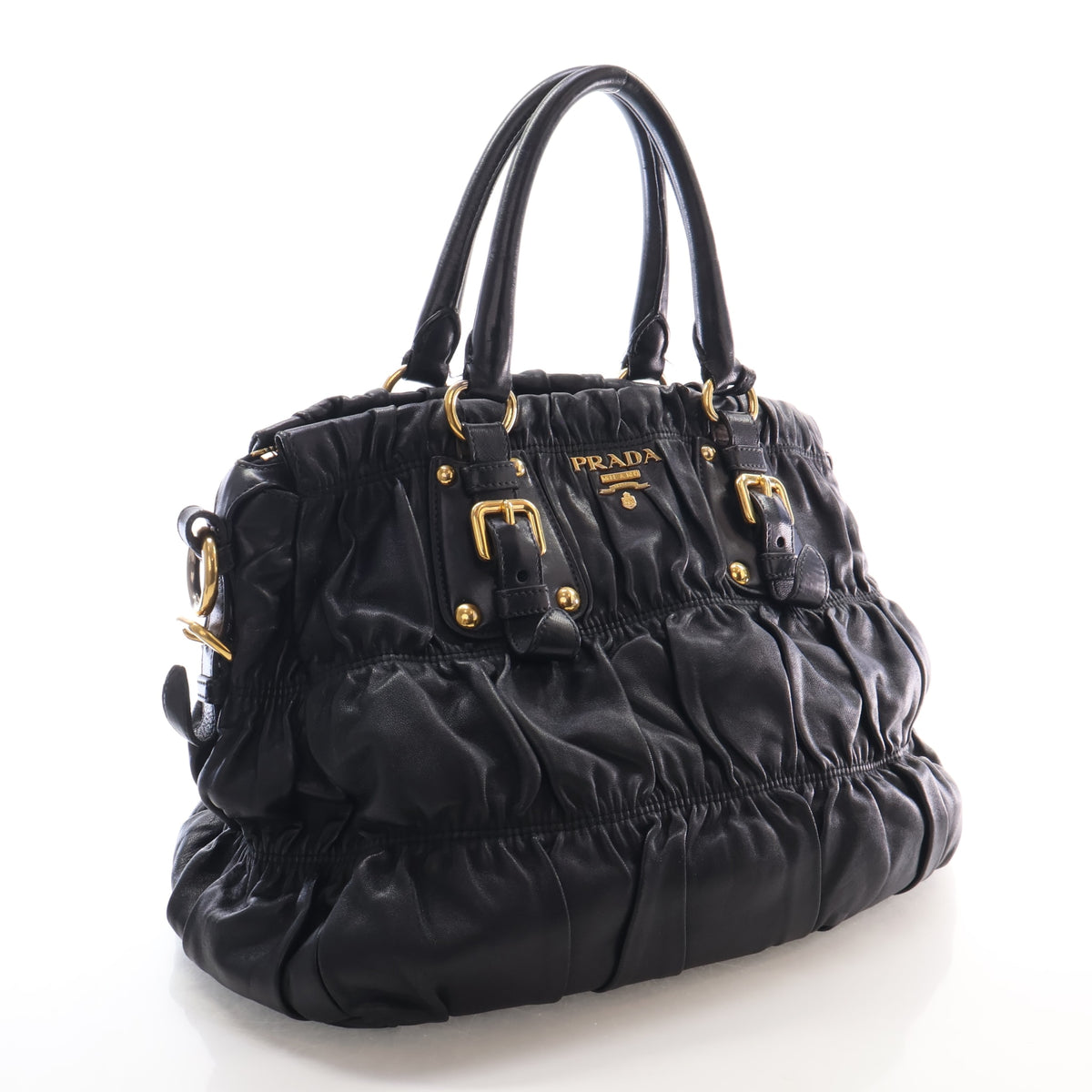 Pre-Owned Prada Shoulder Bag Medium Nappa Leather Gaufre, three-quarter view