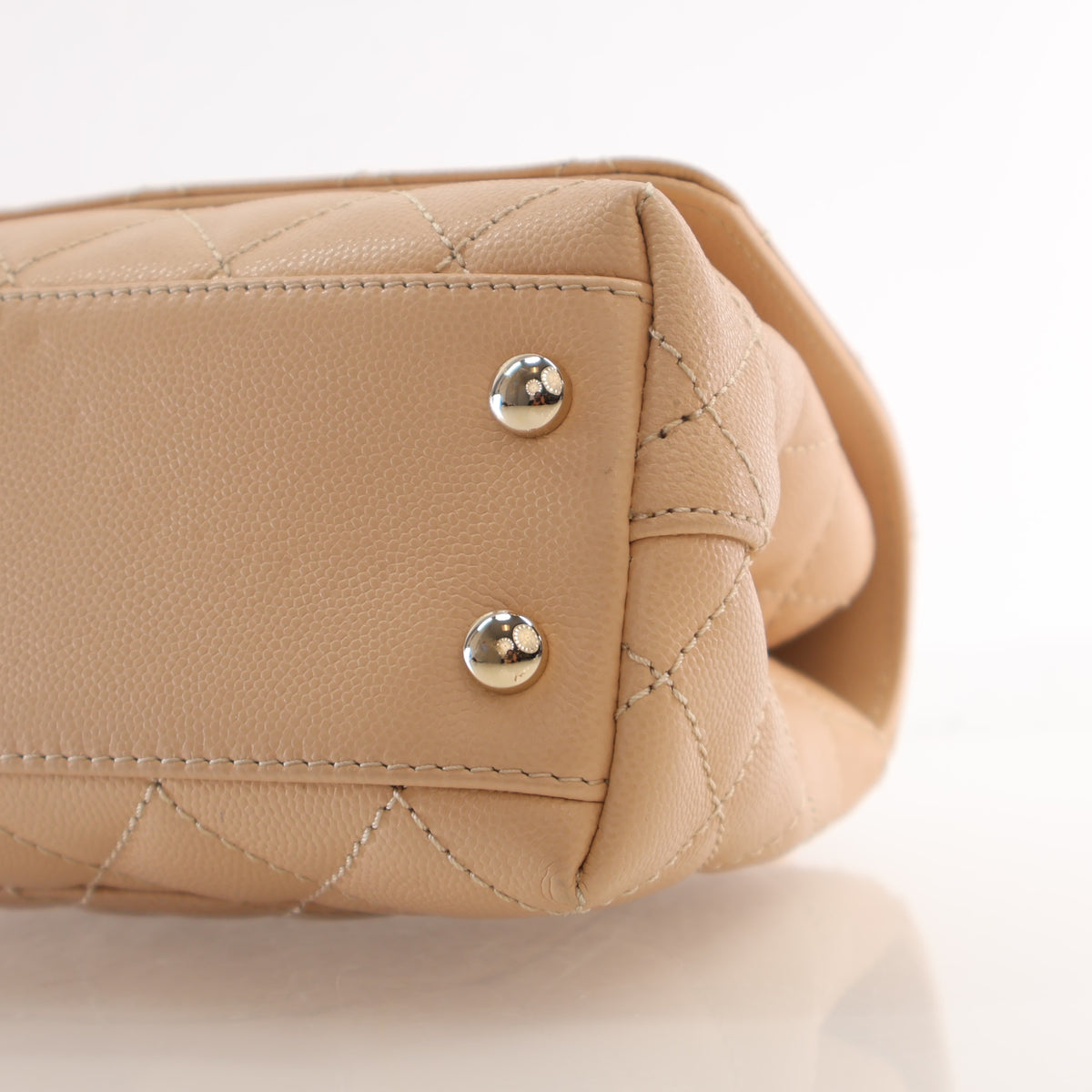 Pre-Owned Chanel Coco Handle Mini Caviar Leather Bag, base and feet view, photo 8 of 19