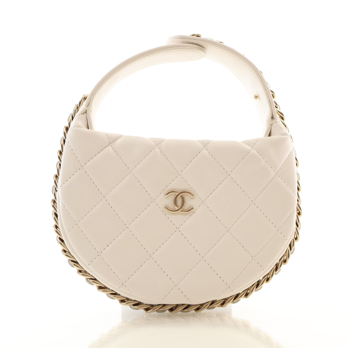 Pre-Owned Chanel Hobo Lambskin Chain Around Pouch, front view, authenticated at Luxe Du Jour