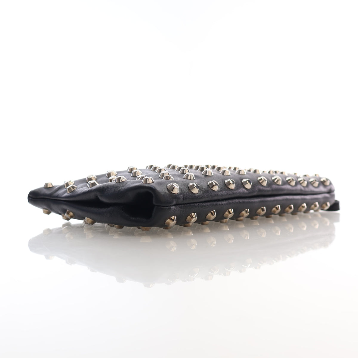 Pre-Owned Prada Clutch Calf Metal Studded Leather, side profile