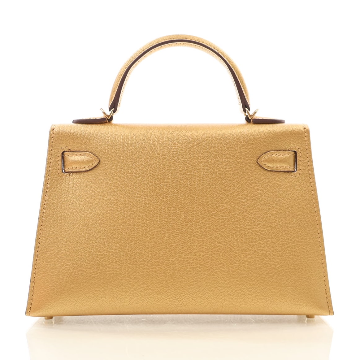 Pre-Owned Hermès Kelly Mini Dore Metallic Chevre Leather Chamkilight 20, back view