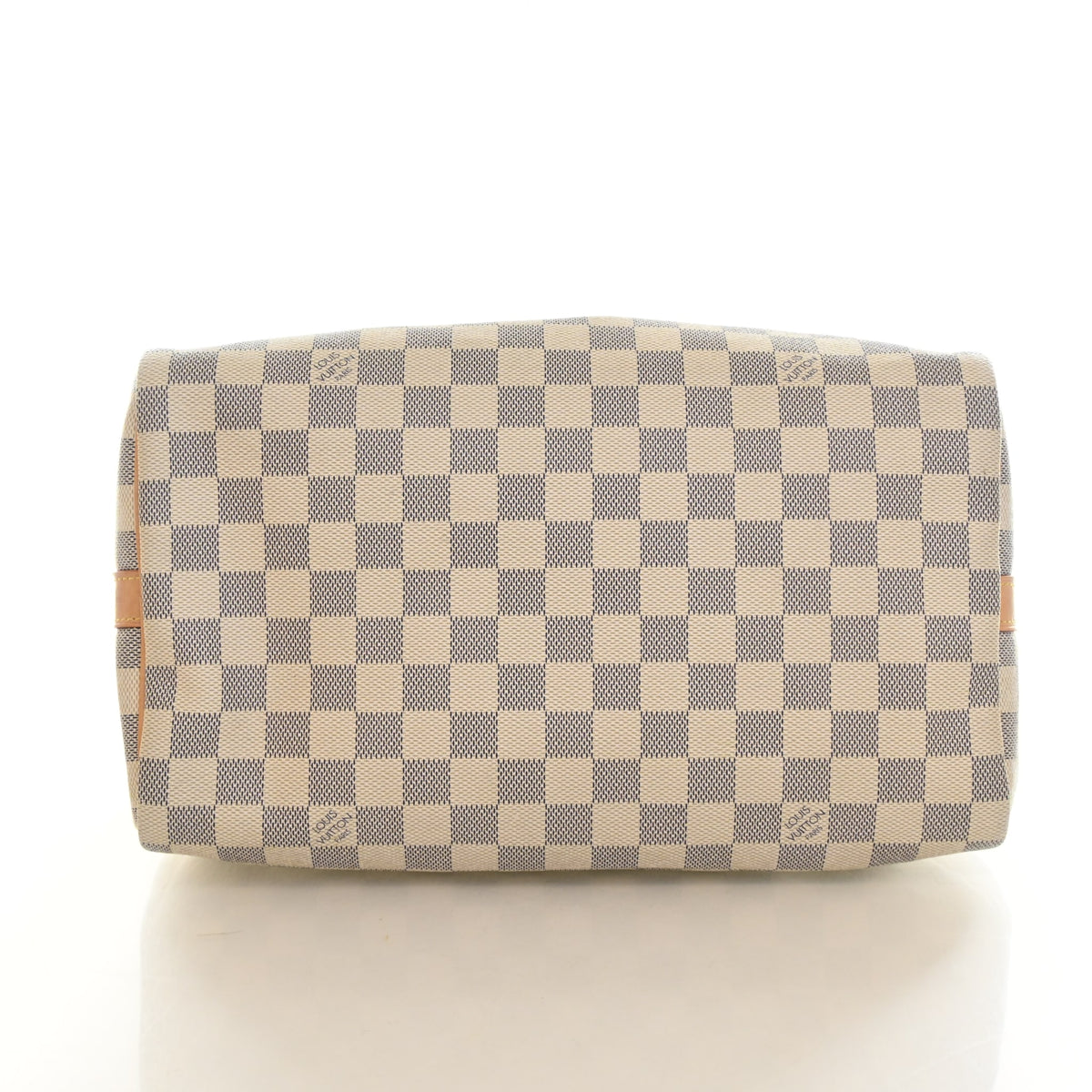 Pre-Owned Louis Vuitton Speedy Bandouliere 30 Damier Azur, base and feet view, photo 8 of 18