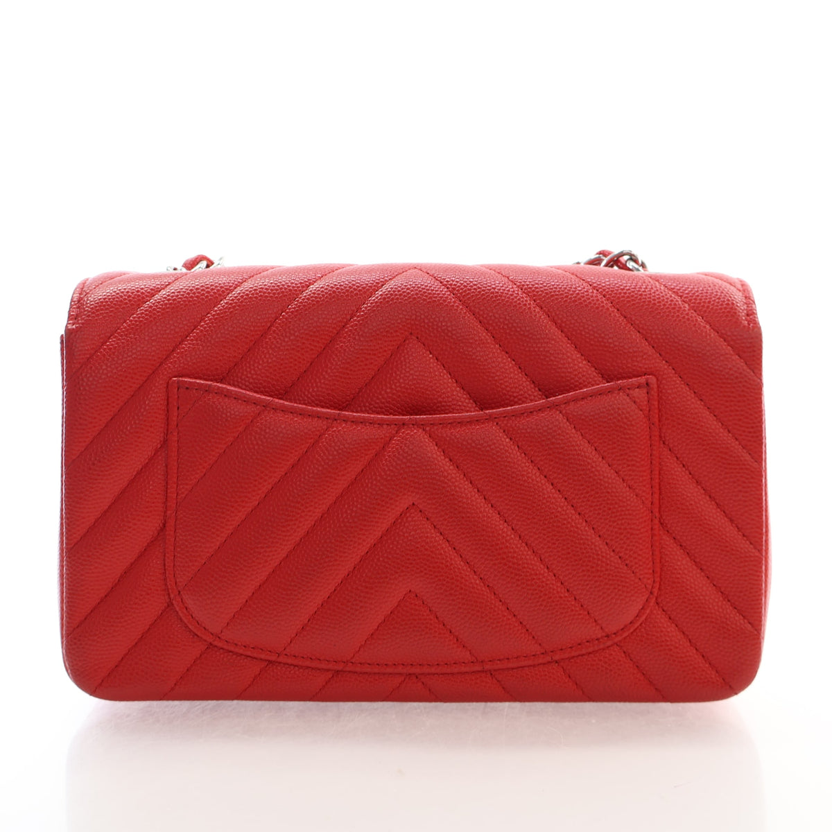 Pre-Owned Chanel Flap Bag Mini Caviar Leather Chevron Rectangle, back view