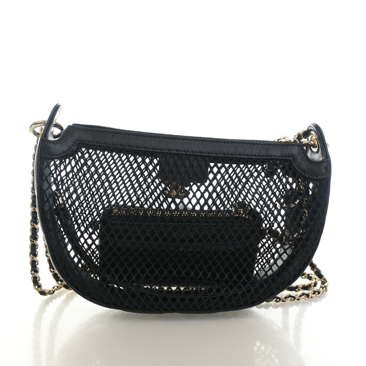 Pre-Owned Chanel Hobo Lambskin Mesh Chain, front view