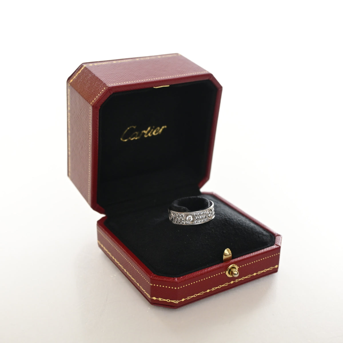 Cartier 18K White Gold Classic Model Pave Love Ring Sz 57, photo 3 of 8