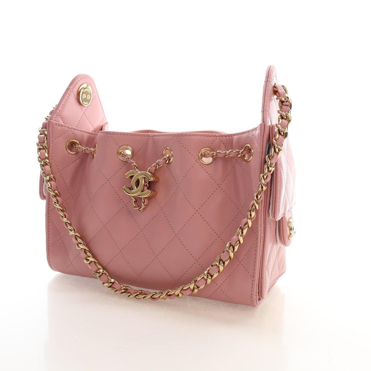 Pre-Owned Chanel Hobo Mini Caviar Leather 25, three-quarter view, photo 3 of 16