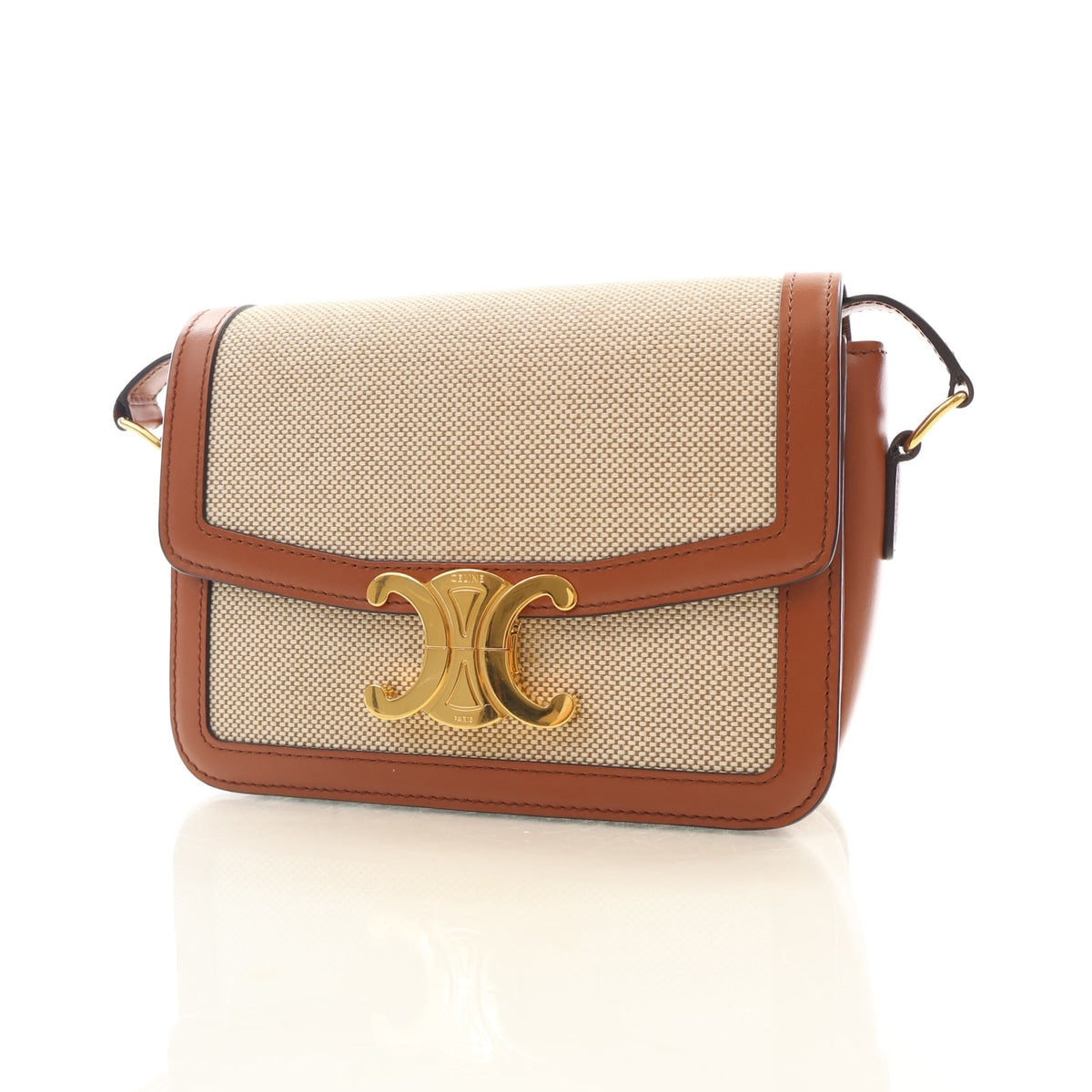 Pre-Owned Celine Flap Bag Teen Mixed Fibers Triomphe, front view, photo 3 of 14