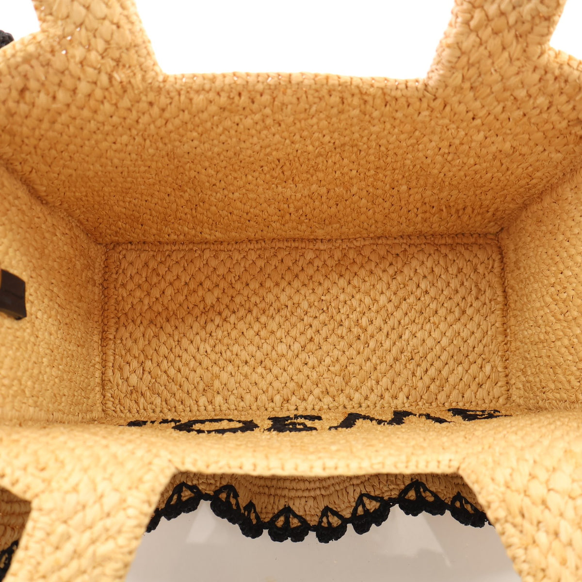 Pre-Owned Loewe Tote Bag Small Raffia, open interior with lining