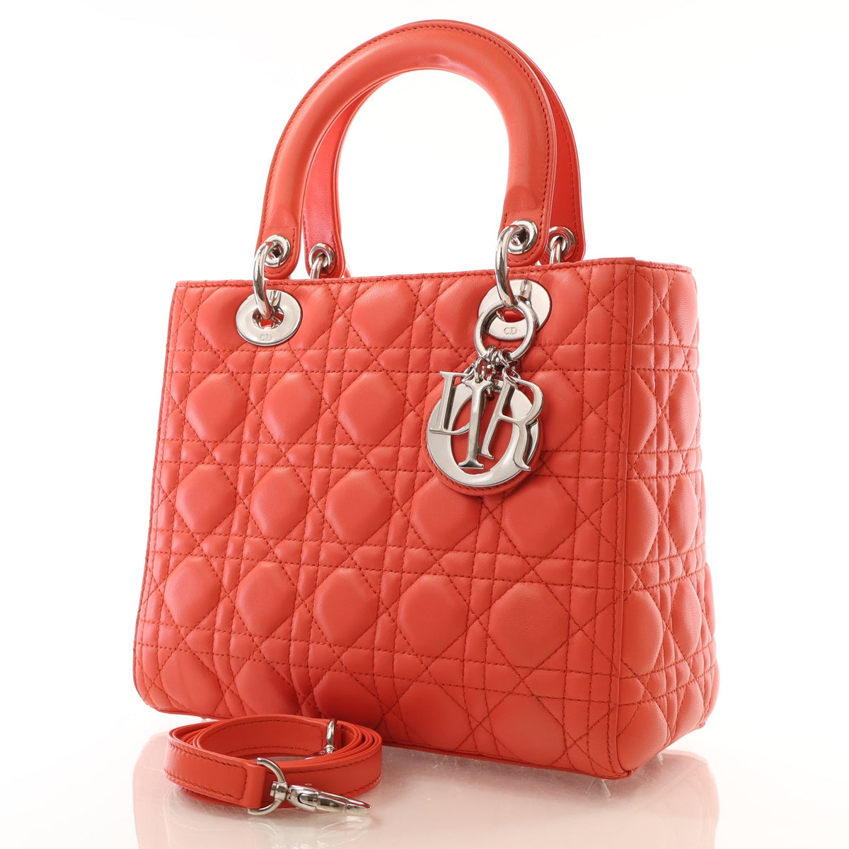 Pre-Owned Christian Dior Lady Dior Medium Lambskin, three-quarter view, photo 2 of 20