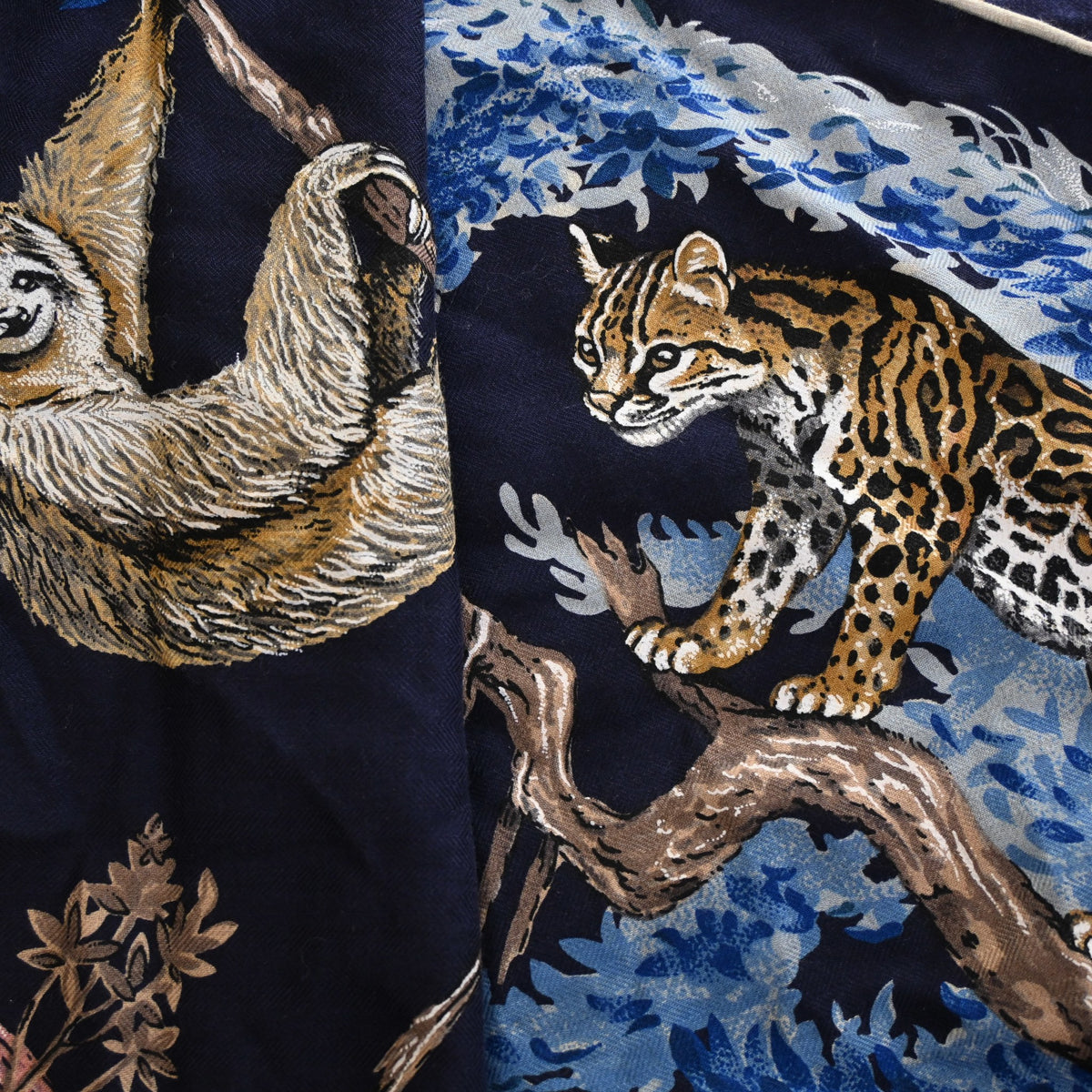 Pre-Owned Hermès Scarf Equateur Triangle, detail view, authenticated at Luxe Du Jour