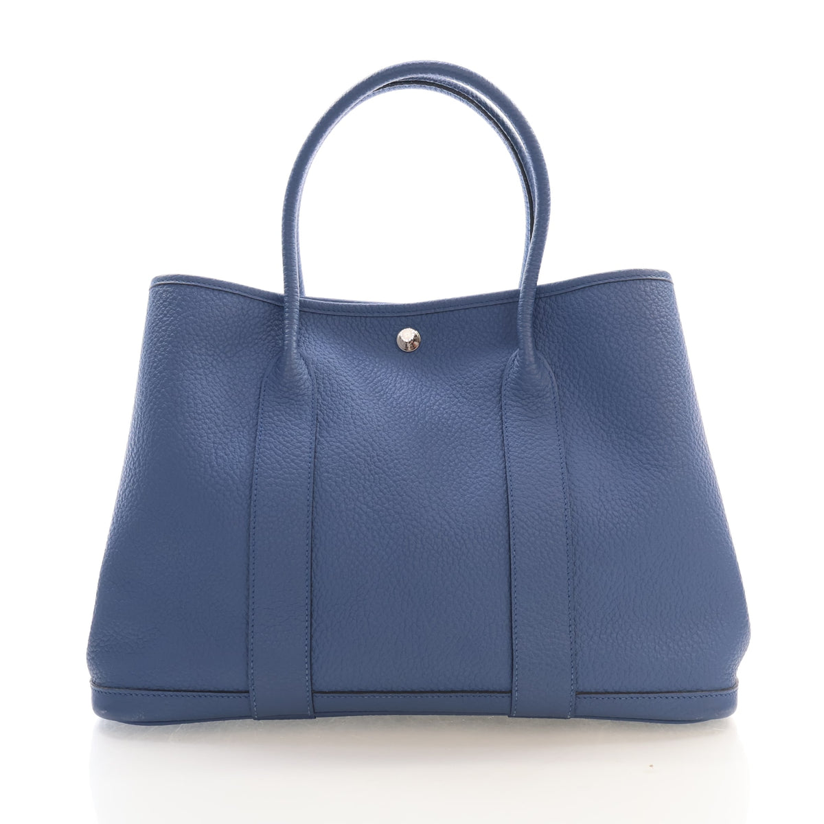 Pre-Owned Hermès 36 Bleu Brighton Negonda Garden Party, front view, authenticated at Luxe Du Jour
